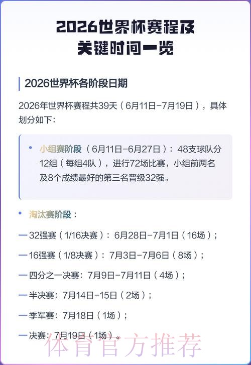 2026世界杯赛程一览赛事详情查询入口 2026世界杯赛程一览赛事详情查询入口